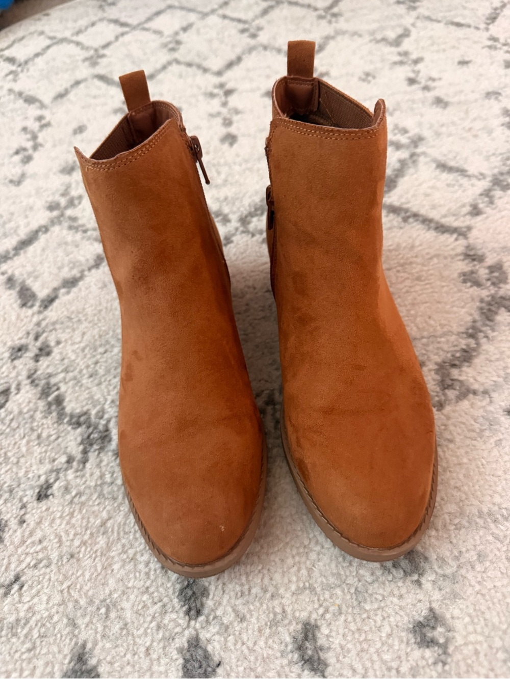 Style & Co. Rust Brown Suede Ankle Boots with Side Zip